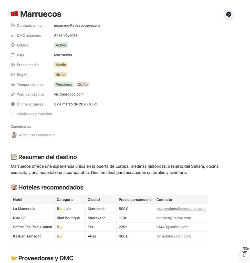 Notion para agencias de viajes